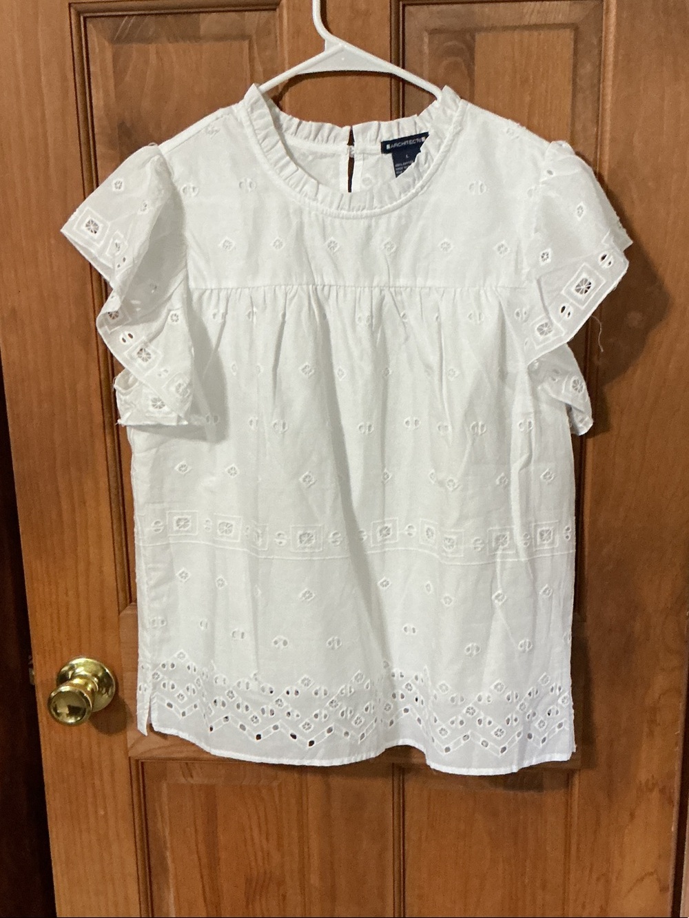 Architect White Eyelet Ruffle Sleeve Blouse